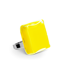 Bague en verre soufflé - Carré Medium Milk