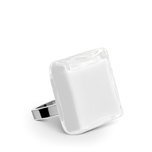Bague en verre soufflé - Carré Medium Milk