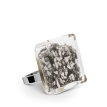 Bague en verre soufflé - Carré Medium Paillettes