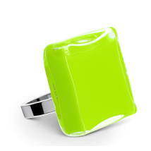 Bague en verre soufflé - Carré Giga Milk