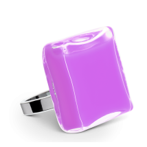 Bague en verre soufflé - Carré Giga Milk