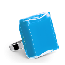 Bague en verre soufflé - Carré Giga Milk