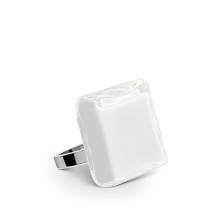 Bague en verre soufflé - Carré Mini Milk