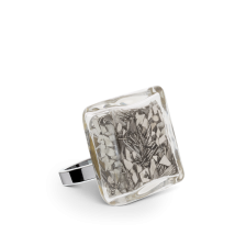 Bague en verre soufflé - Carré Mini Paillettes