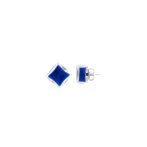 Boucles d'oreilles clou en verre soufflé - Carré Billes