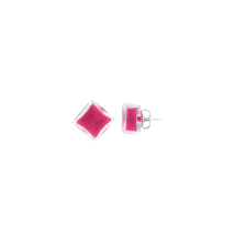 Stud earrings - Carré Billes Fuchsia