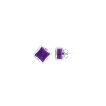Boucles d'oreilles clou en verre soufflé - Carré Billes