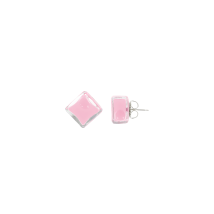 Boucles d'oreilles clou en verre soufflé - Carré Milk