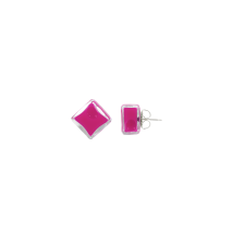 Boucles d'oreilles clou en verre soufflé - Carré Milk