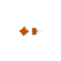Boucles d'oreilles clou en verre soufflé - Carré Milk