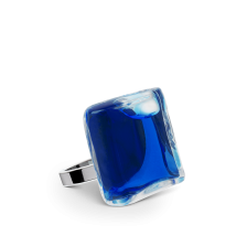 Bague en verre soufflée - Carré Mini Transparent