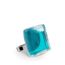 Bague en verre soufflée - Carré Mini Transparent