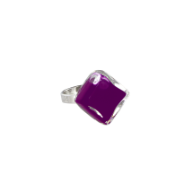 Anillo de vidrio soplado - Losange Nano Milk Violet foncé