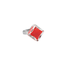Glass ring - Losange Nano Billes Red