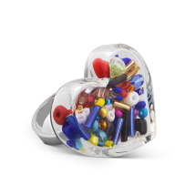 Bague en verre soufflé - Coeur Medium Billes