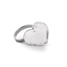 Bague en verre soufflé - Coeur Nano Milk