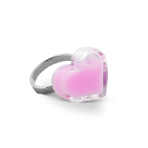 Bague en verre soufflé - Coeur Nano Milk