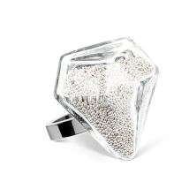 Bague en verre soufflé - Diamant Medium Billes