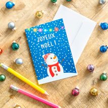 Carte de voeux Joyeux Noël - Wish you Snowman