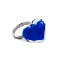Bague en verre soufflé - Coeur Nano transparent