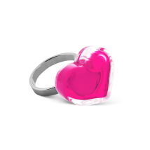 Anello in vetro - Coeur Nano transparent Fucsia