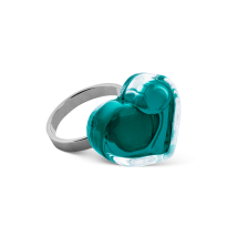 Bague en verre soufflé - Coeur Nano transparent