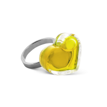 Bague en verre soufflé - Coeur Nano transparent