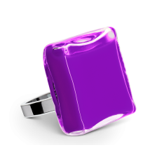 Bague en verre soufflé - Carré Giga Milk
