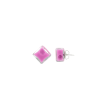 Boucles d'oreilles clou en verre soufflé - Carré Milk