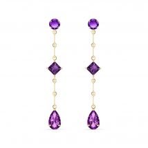 Amethyst Brigitte Geometric Trio Drop Earrings in 9ct Gold