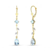 Aquamarine & Diamond Iris Vine Drop Earrings in 9ct Gold