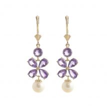 Amethyst & Pearl Mariah Signature Blossom Earrings in 9ct Gold