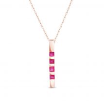 Ruby Bar Pendant Necklace 0.35ctw in 9ct Rose Gold