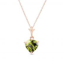 Heart Shaped Peridot Pendant Necklace 1.15ct in 9ct Rose Gold