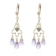 Amethyst & Diamond Tamika Art Deco Chandelier Earrings in 9ct Gold