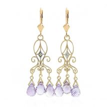 Amethyst & Diamond Aubrey Art Deco Chandelier Earrings in 9ct Gold