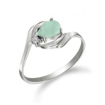 Emerald & Diamond Flare Ring in Sterling Silver