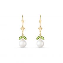Pearl & Peridot Alexis Timeless Dewdrop Earrings in 9ct Gold