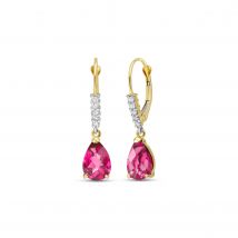 Pink Topaz & Diamond Katrina Belle Drop Earrings in 9ct Gold