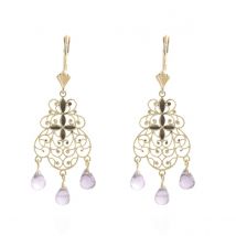 Amethyst Lorena Art Deco Chandelier Earrings in 9ct Gold