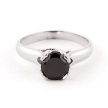 Black Diamond Solitaire Ring 1ct in Sterling Silver