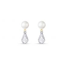 Pearl, White Topaz & Diamond Ella Dimensional Chandelier Earrings in 9ct Gold