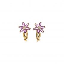 Amethyst & Diamond Antonia Flower Earrings in 9ct Gold