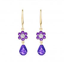 Amethyst & Diamond Clara Daisy Drop Earrings in 9ct Gold