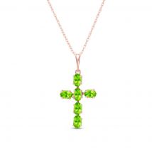 Peridot Rio Cross Pendant Necklace 1.5ctw in 9ct Rose Gold