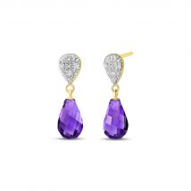 Amethyst & Diamond Coraline Vintage Drop Earrings in 9ct Gold