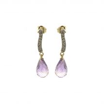 Amethyst & Diamond Vienna Drop Earrings in 9ct Gold