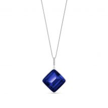 Sapphire & Diamond Sabrina Embellished Pendant Necklace in 9ct White Gold