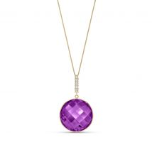 Amethyst & Diamond Blythe Embellished Pendant Necklace in 9ct Gold