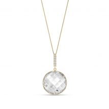 White Topaz & Diamond Blythe Embellished Pendant Necklace in 9ct Gold